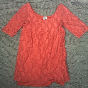 Francescas Dress Size Small Women Pink Lace Alna Be 1/2 Sleeve Pull Over Short